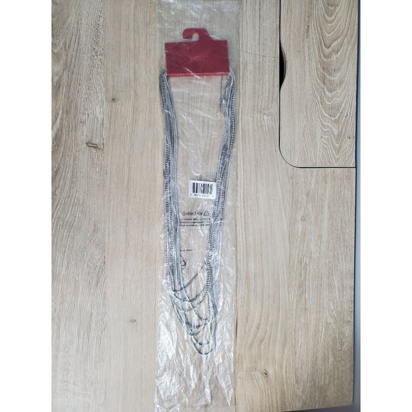 Kohls Jennifer Lopez Shimmer Mixed Layered Multirow Silver Chain Necklaces NWT - Picture 1 of 6